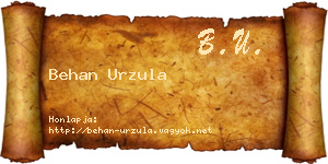 Behan Urzula névjegykártya